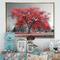 Designart - Big Red Tree on Foggy Day - Landscape Framed Canvas Art Print
